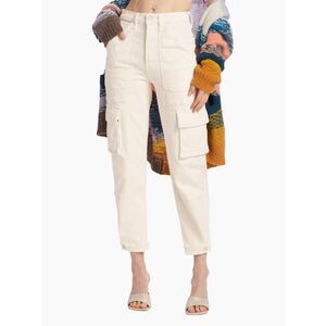 NWT Mother The Curbside Cargo Flood High Waisted Barrel Leg Pants Eggnog Sz 26